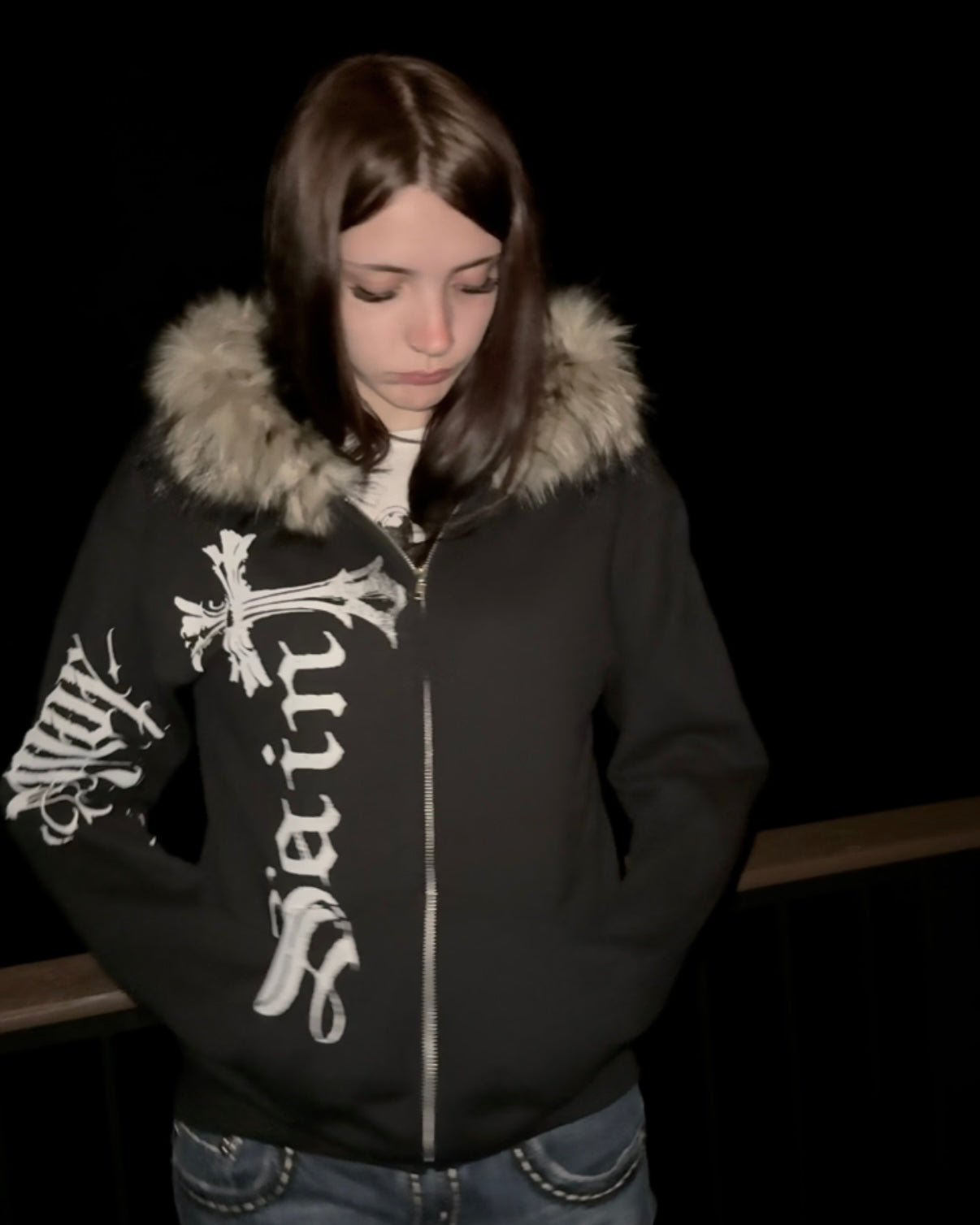 ♡ Multi-Print Fur Zip Up Hoodie ♡