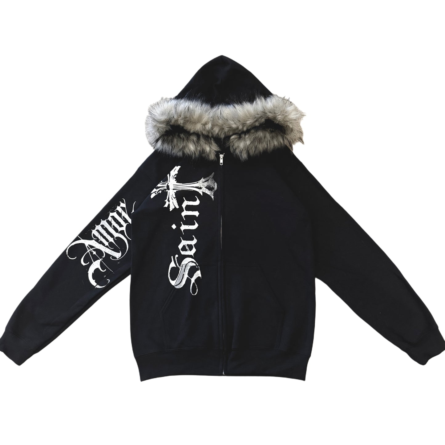 ♡ Multi-Print Fur Zip Up Hoodie ♡