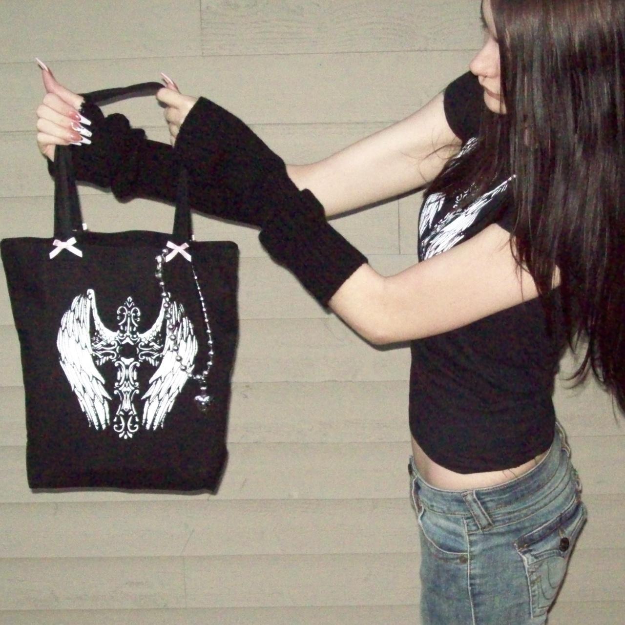 Angel Wing Cross Canvas Tote Bag