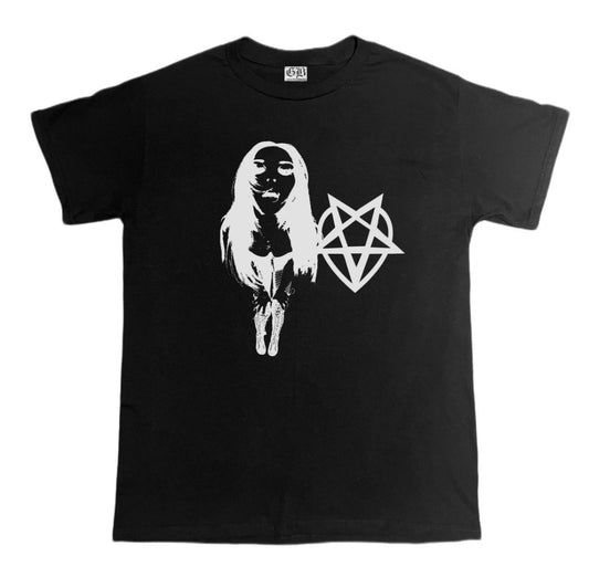 Pentagram Heart Girl Mens Tee