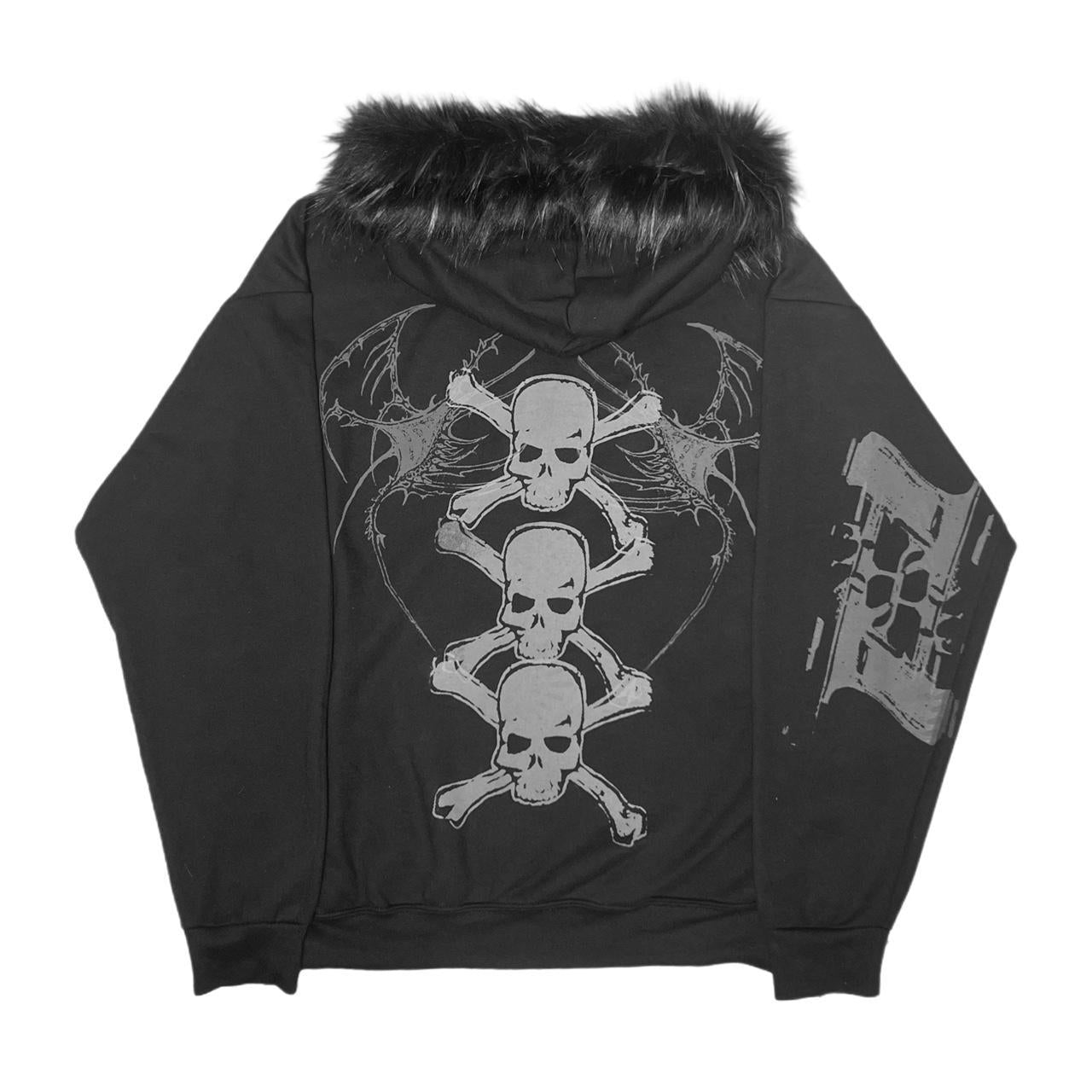 Multi-Print Fur Zip Up Hoodie